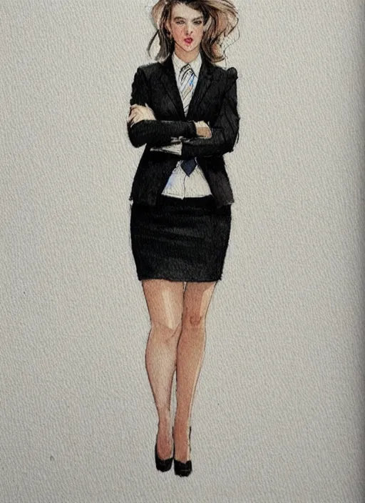 Prompt: concept art of a modern office life, young business woman, pencil miniskirt, pinterest, artstation trending, behance, watercolor *, by coby whitmore, silver, laser light,