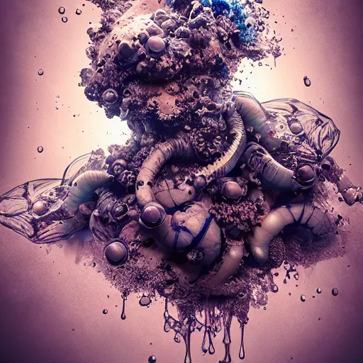 Image similar to underwater ink, liquified, highly detailed, photorealism, digital art, 3 d object, octane rendering, unreal engine, by alberto seveso