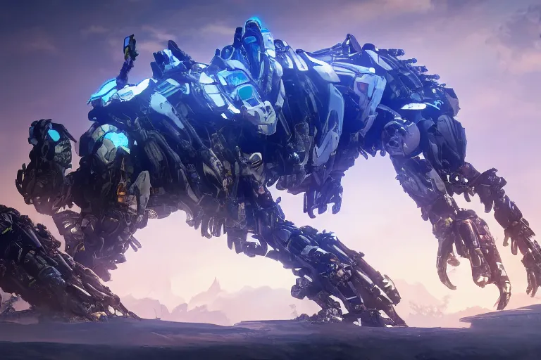 Image similar to clawstrider machine mecha animal beast robot of horizon forbidden west horizon zero dawn bioluminiscence global illumination ray tracing hdr fanart arstation by sung choi and eric pfeiffer and gabriel garza and casper konefal