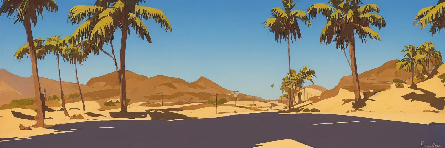 Image similar to summer street near a beach, by Ed Mell