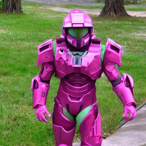 Image similar to cute master chief in pink armor