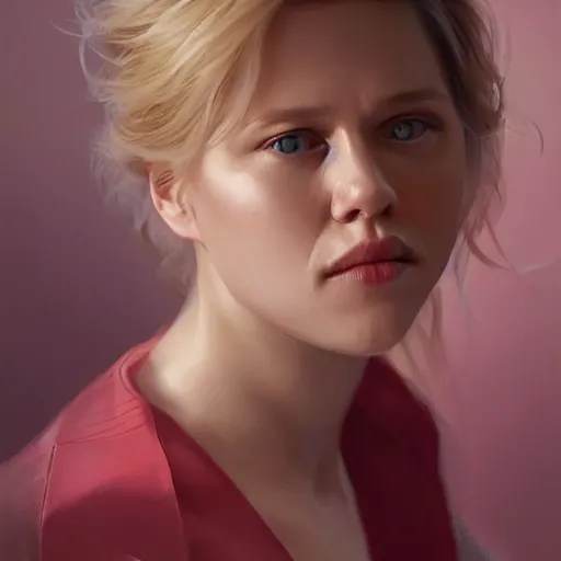 Image similar to kate mckinnon, a beautiful portrait, soft painting, by stanley artgerm lau, wlop, rossdraws, lerapi, and sakimichan,