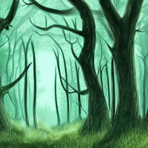 Prompt: a gloomy underground forest that has been sealed off for centuries, digital art
