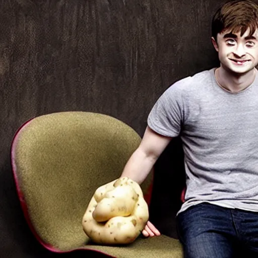 Prompt: daniel radcliffe as potato chair