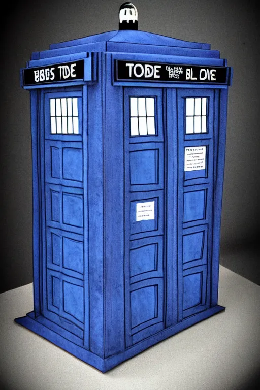 Prompt: tardis has legs, photorealistic, highly detailed,