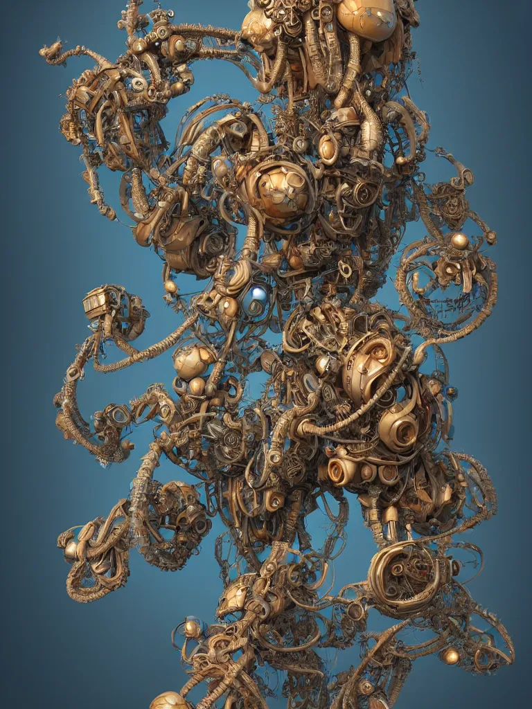 Prompt: a beautiful goddesses intertwined by intricate bio - mech tendrils made of machine and robot parts, by justin gerard and james jean, 3 d, cinema 4 d render, trending on artstation, octane render, 8 k