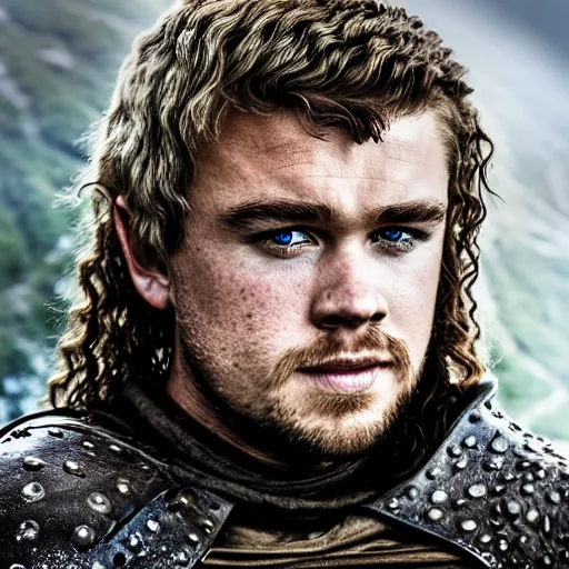 Prompt: medieval fantasy head and shoulders portrait from game of thrones of luke hemsworth as a half - elf swashbuckler, photo by philip - daniel ducasse and yasuhiro wakabayashi and jody rogac and roger deakins