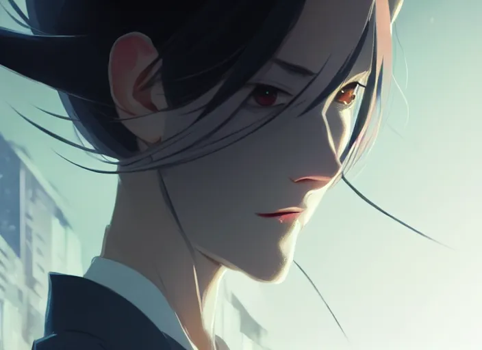 Prompt: a film still portrait of a confident assassin woman, finely detailed features, closeup at the faces, dynamic lighting, perfect art, night cyberpunk city, intricate, anime, gapmoe grimdark, artstation, trending on pixiv fanbox, painted by greg rutkowski makoto shinkai takashi takeuchi studio ghibli, akihiko yoshida