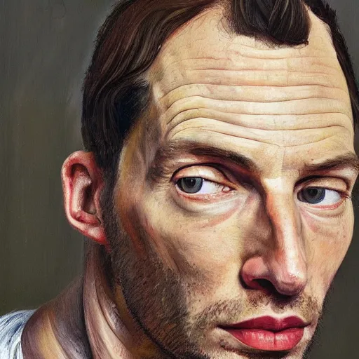 Image similar to high quality high detail painting by lucian freud, hd, portrait of thom york