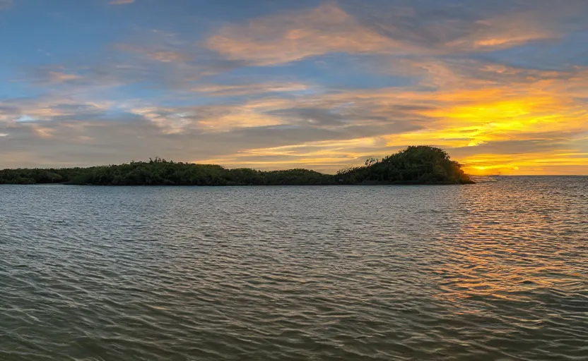 Image similar to wide picture at sunset of bathtub island at katherine's cove