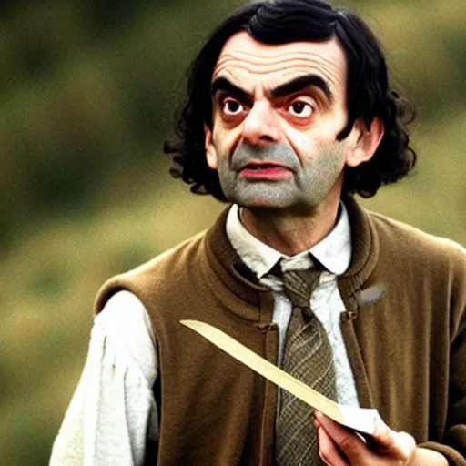 Prompt: Mr Bean as a member of the Fellowship of the ring