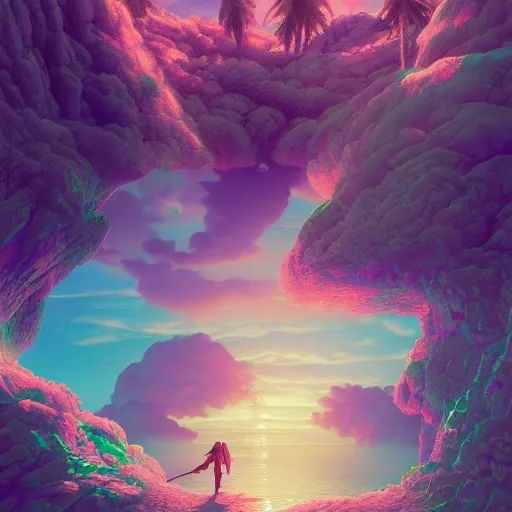 Image similar to vaporwave, highly detailed surreal vfx portal to another dimension, giant head ruins, vaporwave, stephen bliss, unreal engine, greg rutkowski, loish, rhads, beeple, makoto shinkai and lois van baarle, ilya kuvshinov, rossdraws, tom bagshaw, global illumination, detailed and intricate environment