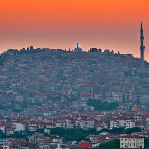 Image similar to skyline of istanbul at sunset with mosque in foreground