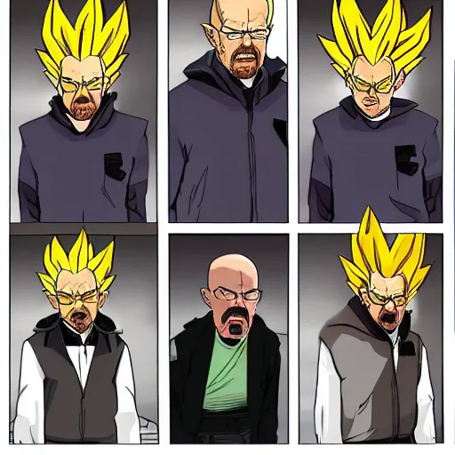 Image similar to walter white as a super saiyan