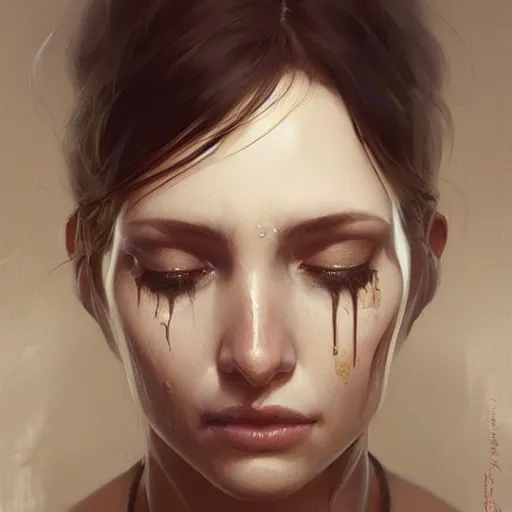 Image similar to a beautiful crying woman showing pain and remorse, highly detailed, digital painting, artstation, concept art, smooth, sharp, focus, illustration, art by artgerm and greg rutkowski and alphonse mucha