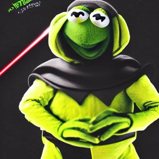 Prompt: kermit the frog as darth vader, digital art 8k