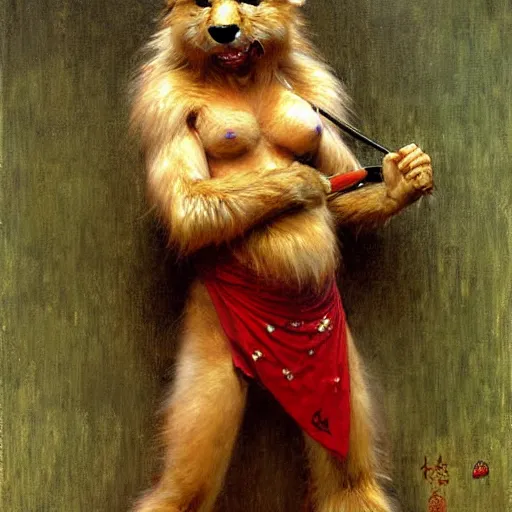 Image similar to furry splinter ninja mutant wearing a red kimono hairy furry body furry arms feet. highly detailed painting by gaston bussiere craig mullins jc leyendecker gustav klimt artgerm greg rutkowski