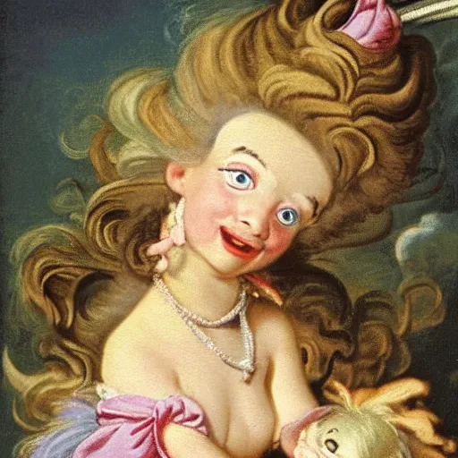 Image similar to helga pataki's teeth, soft rainbow, painting by francois boucher, sad fraggle eyes