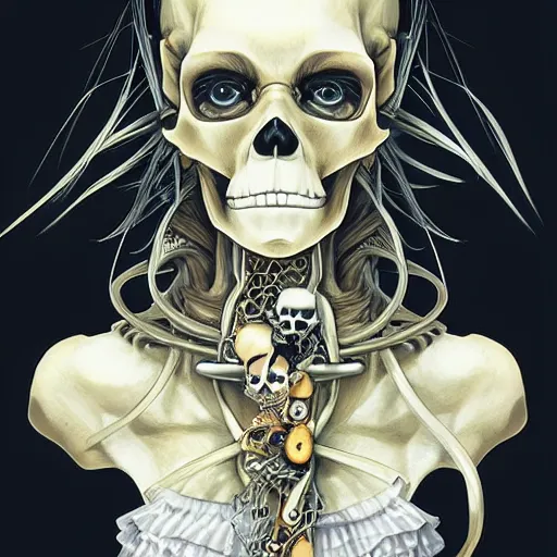 Image similar to anime manga skull portrait young woman ape monkey skeleton, intricate, elegant, highly detailed, digital art, ffffound, art by JC Leyendecker and sachin teng