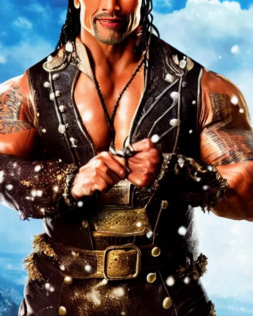 Image similar to Film still close-up shot of Dwayne Johnson as the Captain Hook from the movie Hook. Photographic, photography