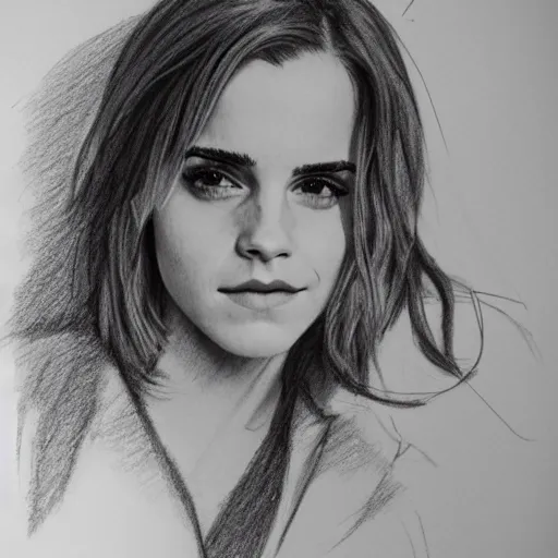 Prompt: emma watson working at hooters pencil sketch,