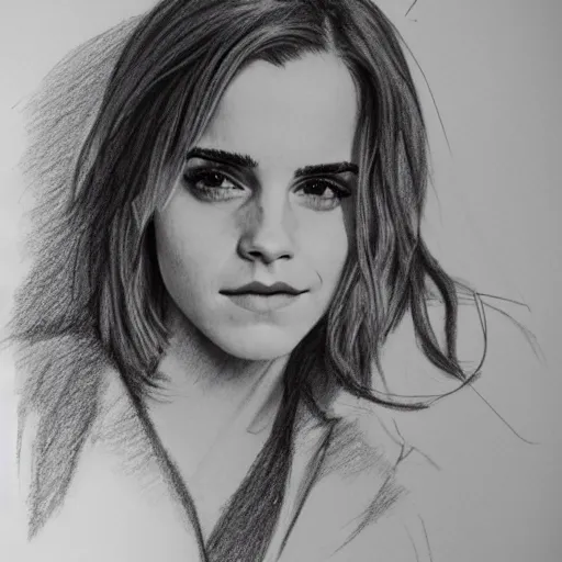 Image similar to emma watson working at hooters pencil sketch,