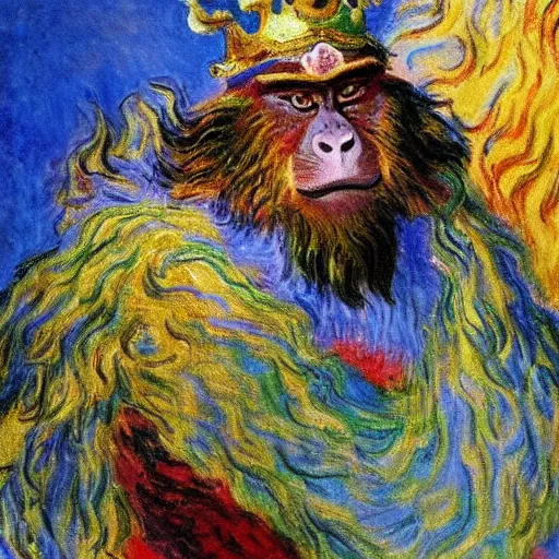 Image similar to The monkey king of China, Claude Monet,