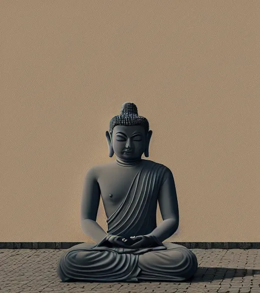 Image similar to full body portrait of buddha meditating statue, film photo, cgsociety, octane render, trending on artstation, artstationHD, artstationHQ, unreal engine, 4k, 8k