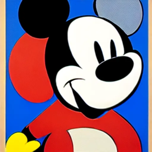 Image similar to mickey mouse by kazimir malevitch symmetrical geometrical oil on board