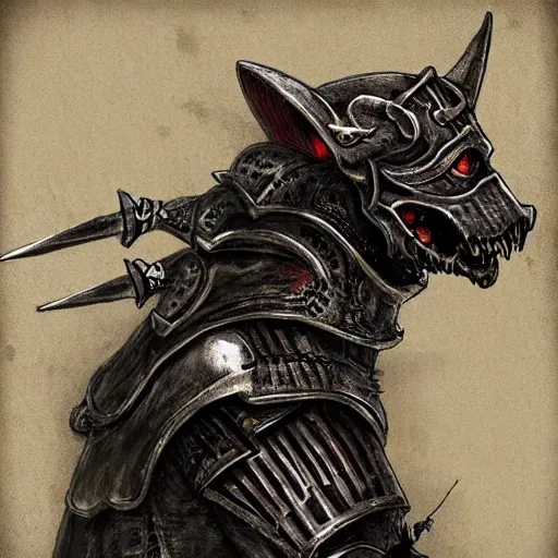 Prompt: three - ply portrait death dog dark souls in armor made of polished dragon bones looks relaxed, quantum physics, victorian era