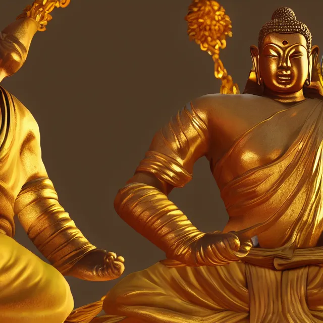 Prompt: buddha in mortal kombat, 3 d videogame render, 4 k, artstation