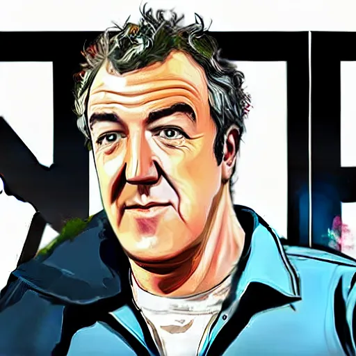 Prompt: Jeremy Clarkson, GTA V poster