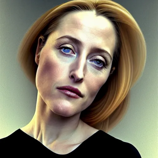 Prompt: Portrait, mugshot of Gillian Anderson, beautiful, pale skin, faint smile, elegant clothing, photorealistic, highly detailed, artstation, smooth, sharp focus, art by Klimt, artgerm, Greg Rutkowski and Alphonse Mucha natural light, Adobe Lightroom, photolab, Affinity Photo, PhotoDirector 365