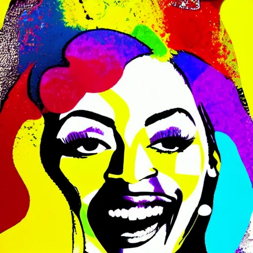 Image similar to rainbow beyonce. pop art