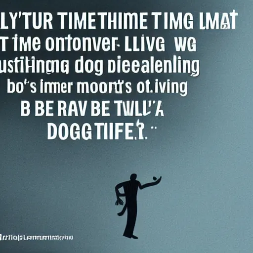 Prompt: your time is limited, so don't waste it living someone else's life. don't be trapped by dogma - which is living with the results of other people's thinking.