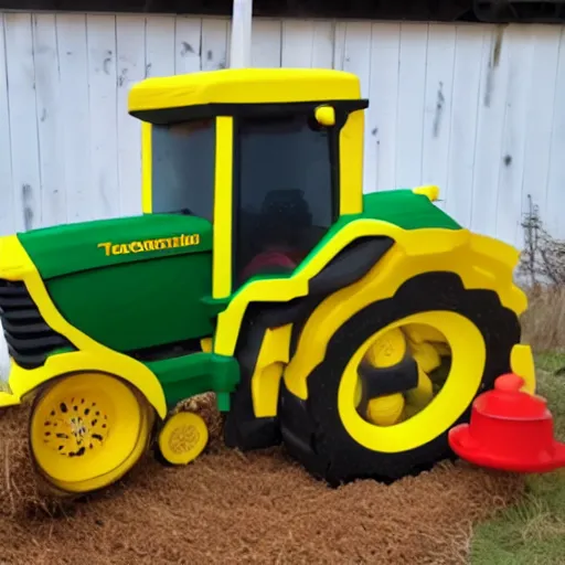 Prompt: tractor made of nuggets