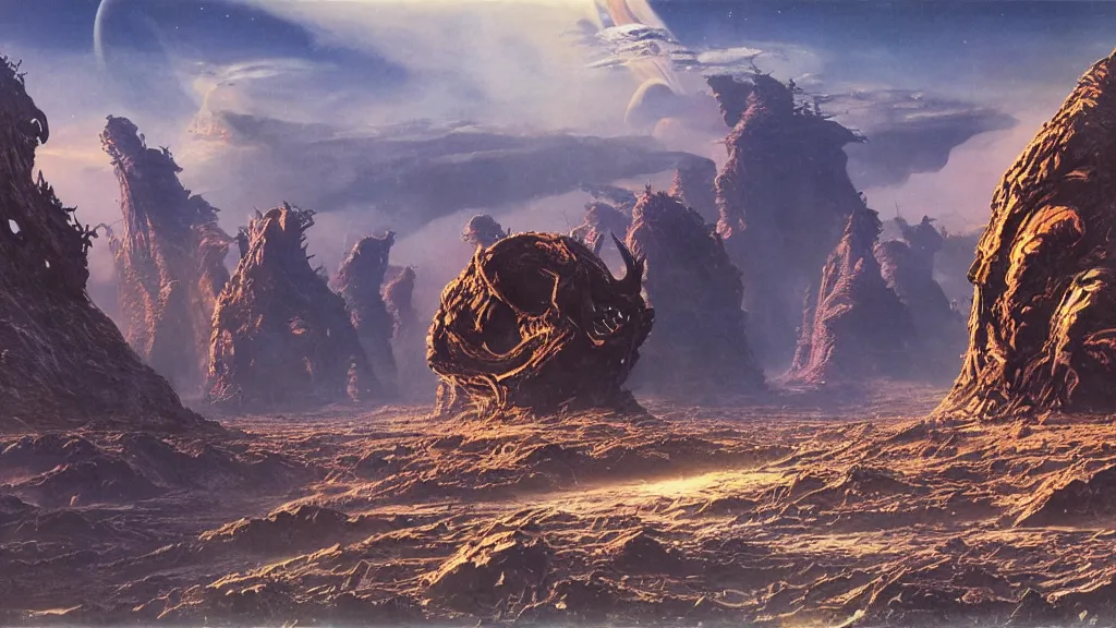 Image similar to alien planet, an empire in upheaval by arthur haas and bruce pennington, cinematic matte painting