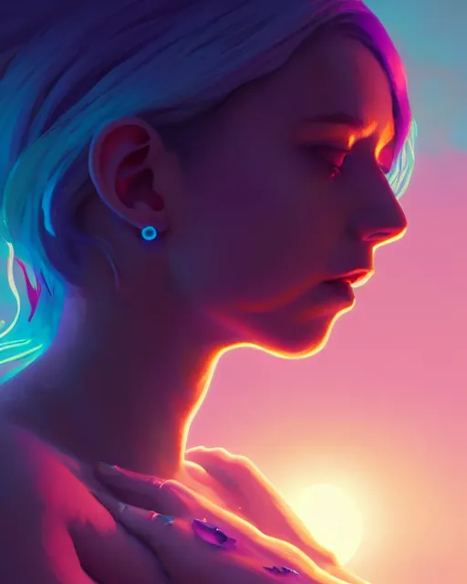 Image similar to portrait of a beautiful woman monster astronaut, bathed in light, octane render, unreal engine, gaudy colors, greg rutkowski, loish, rhads, beeple, makoto shinkai and lois van baarle, ilya kuvshinov, rossdraws, tom bagshaw, alphonse mucha, global illumination