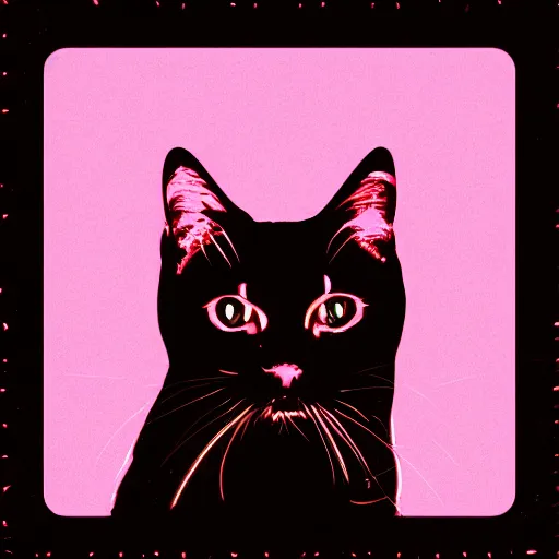 Prompt: vector cat silhouette, portrait, vaporwave, synthwave, neon, vector graphics, cinematic, volumetric lighting, f 8 aperture, cinematic eastman 5 3 8 4 film