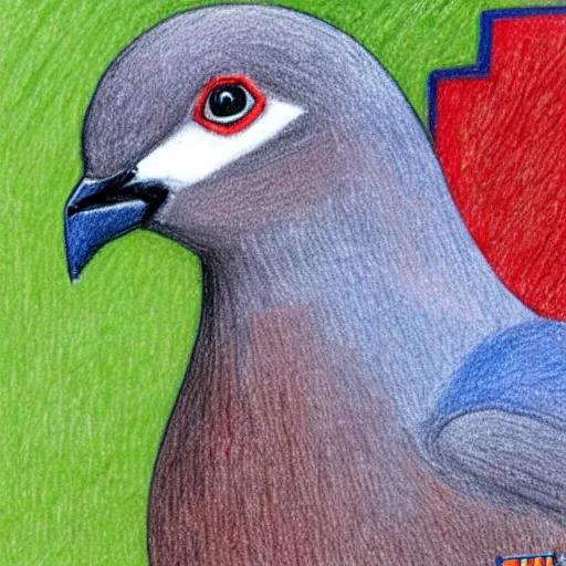 Image similar to Color pencil drawing of a pigeon wearing a FC Barcelona shirt