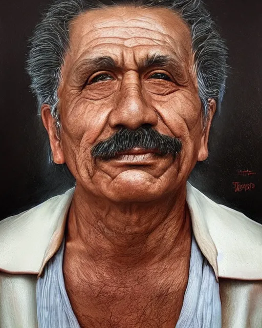 Image similar to portrait of a magical mexican man, art by denys tsiperko and bogdan rezunenko, hyperrealism