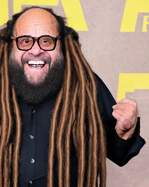 Image similar to danny devito with dreadlocks and a full length beard