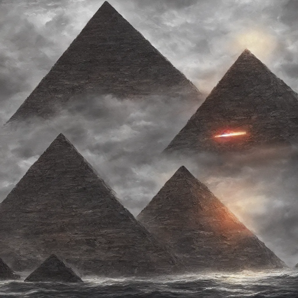 Prompt: A very beautiful painting of a dark Pyramid at Sea Leveler,highly realistic,hyper detailed,4k,digital art,sci-fi,trending on artstation