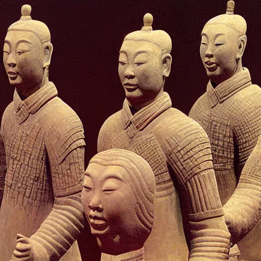 Prompt: A performance art. A rip in spacetime. Did this device in her hand open a portal to another dimension or reality?! terracotta warriors by Jean Delville, by William Gropper rigorous, ornate