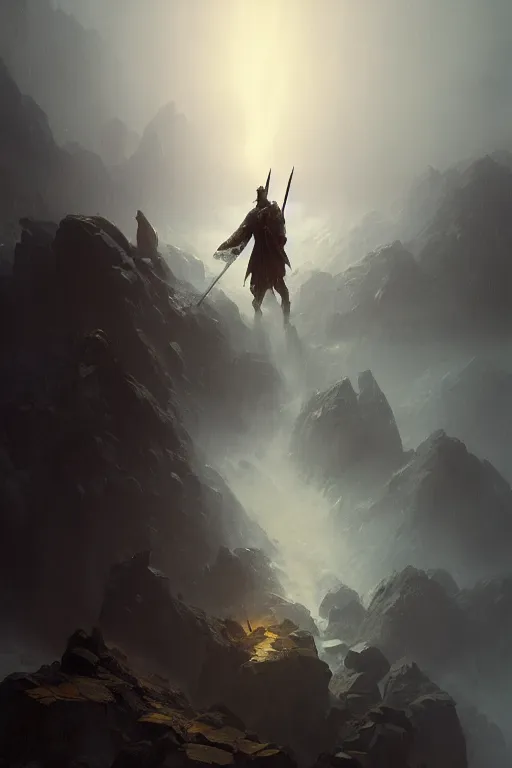 Prompt: the warrior stands triumphantly as he enters the gates of valhalla. highly detailed, digital painting, artstation, abstract art, smooth, sharp focus, illustration, unreal engine 5, 8 k, art by malevich and greg rutkowski and aivazovsky