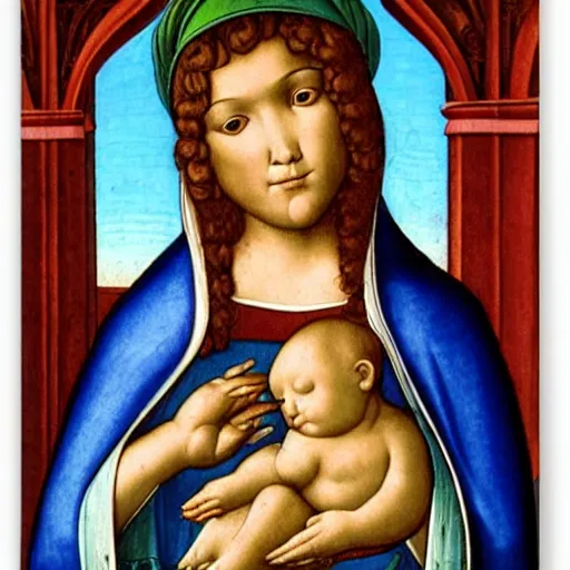 Image similar to portrait of a baby harp seal dressed as a christian saint, sandra bottecelli 1 4 9 0