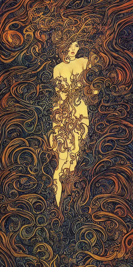 Image similar to erupting patterns of my mind swirling into the void, neon noir by rebecca guay