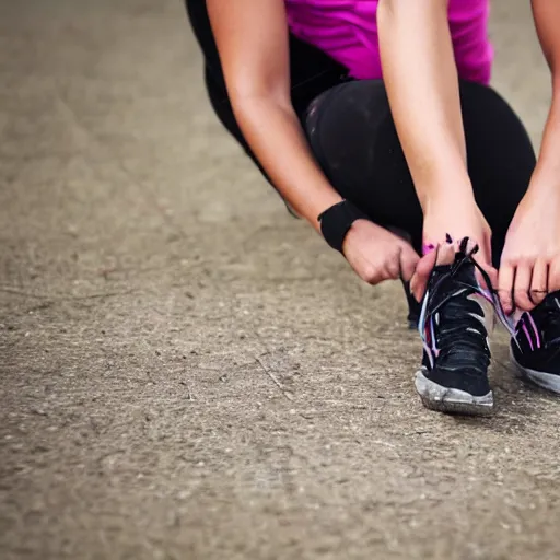 Prompt: lauren boebert struggling to tie her shoelaces, frustrated, angry