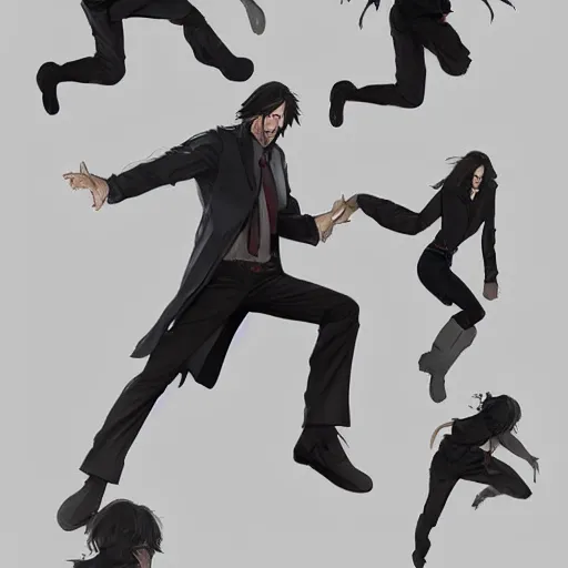 Prompt: character concept art of keanu reeves in a dynamic pose | cute - fine face, pretty face, realistic shaded perfect face, fine details by stanley artgerm lau, wlop, rossdraws, james jean, andrei riabovitchev, marc simonetti, and sakimichan, tranding on artstation