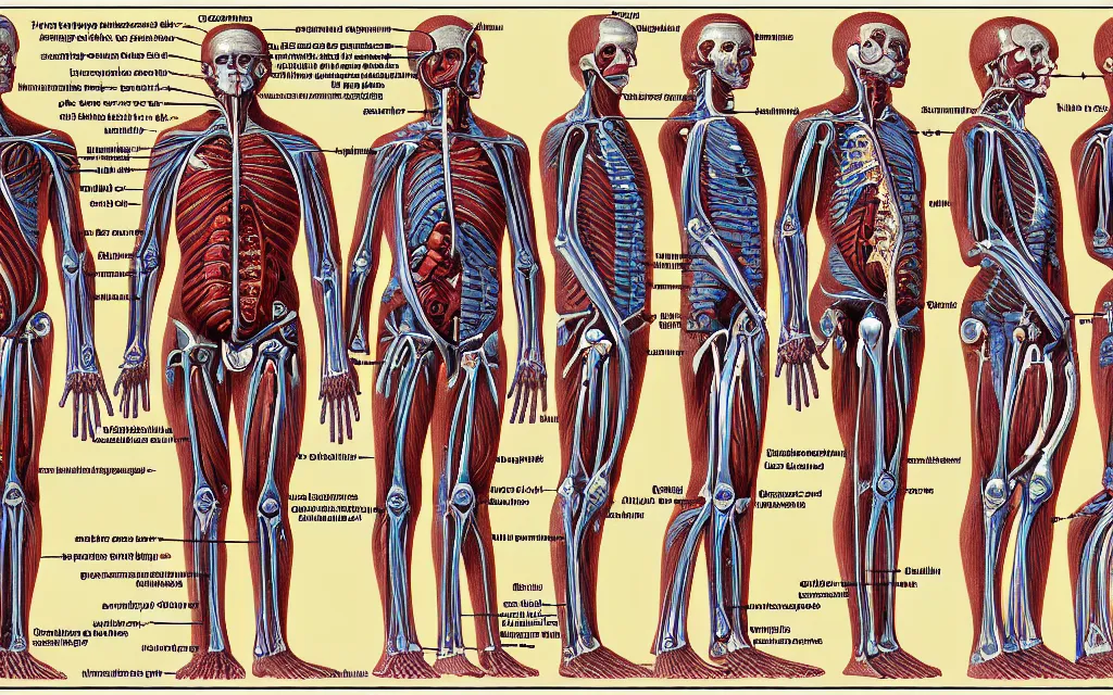 Prompt: techno - spiritual diagram of humanity's future evolution, scientific anatomical diagram